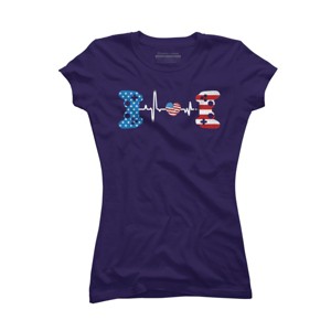 Junior's Design By Humans July 4th Flag Heartbeat Video Gamer By Ujangkasep T-Shirt - 1 of 2