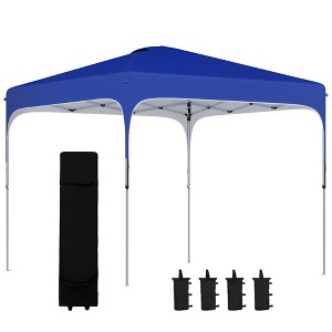 8' x 8' Pop Up Canopy Tent with Wheeled Carry Bag and 4 Sand Bags, Instant Sun Shelter, Tents for Parties, Height Adjustable, for Outdoor, Garden - 1 of 4