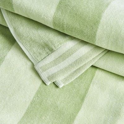 Eucalyptus Green Cotton Cabana Striped Oversized Beach Towel