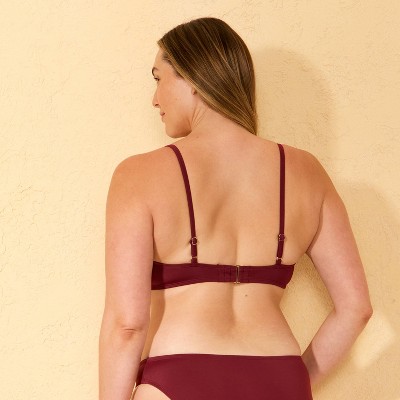 Shade & Shore Women's Light Lift Ring Underwire Bikini Top - Shade & Shore™ Burgundy 32A — фото 5