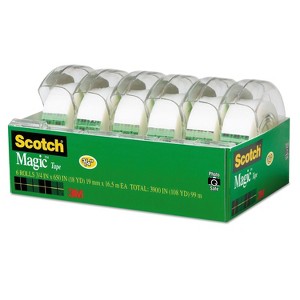 Scotch Magic Tape & Refillable Dispenser 3/4" x 650" 1" Core Transparent 6/Pack 6122 - 1 of 4