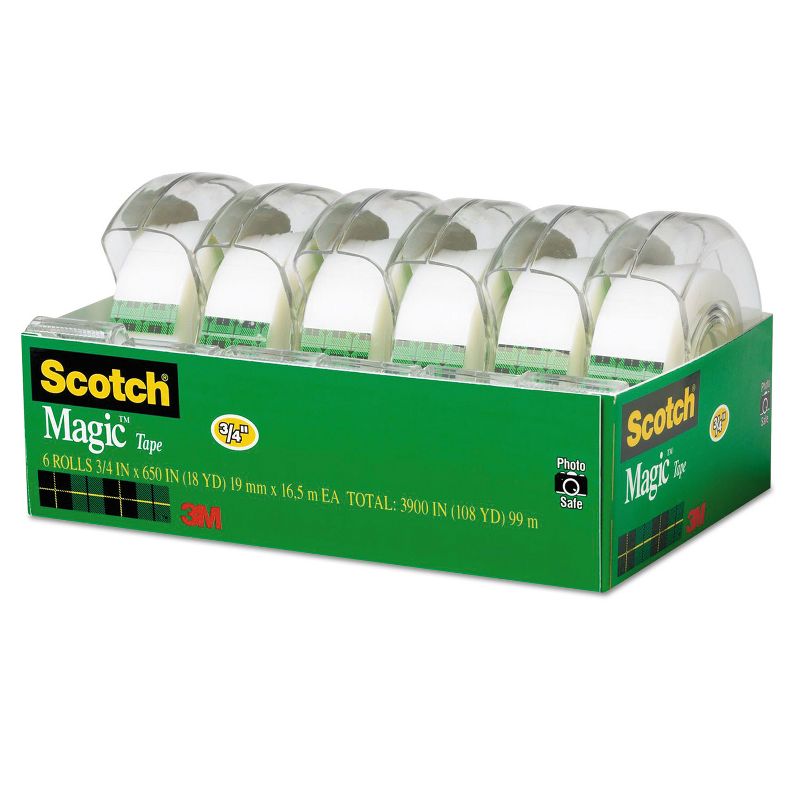 Scotch Magic Tape & Refillable Dispenser 3/4" x 650" 1" Core Transparent 6/Pack 6122, 1 of 10