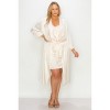 Slickblue Plus Size Satin 2-Piece Set, Strap Dress with Self-Belt Coat, Special Occasion Outfit, Cream, Size 1XL–3XL - 3 of 4