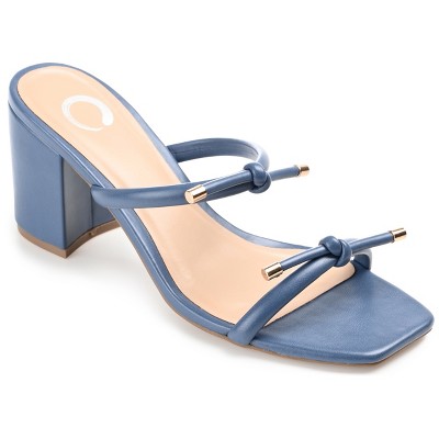 Journee Collection Womens Jessa Tru Comfort Foam Open Square Toe Block Heel Sandals Blue 9
