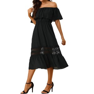 princess polly baby blue dress Rhea Black Lace Maxi Boho Dress – Rose & Nancy main image 1