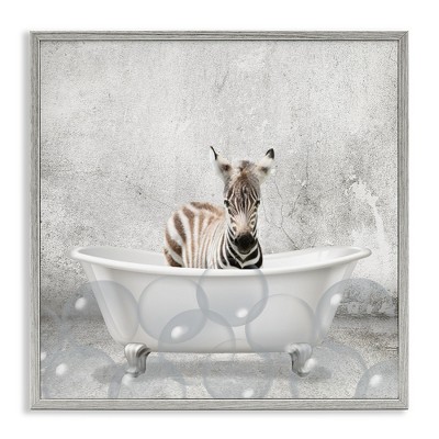 Stupell Industries Baby Zebra Bath Time, 17" x 17"