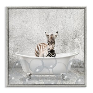 Stupell Industries Baby Zebra Bath Time, 17" x 17" - 1 of 4