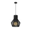 ALOADECOR 1 Light Modern Black Hand-Woven Rattan Pendant Light Chandelier for High Ceiling Bubble Shade  Pendant Light for Staircase - 4 of 4
