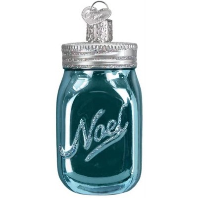 Old World Christmas Glass Blown Ornament for Christmas Tree, Noel Mason Jar
