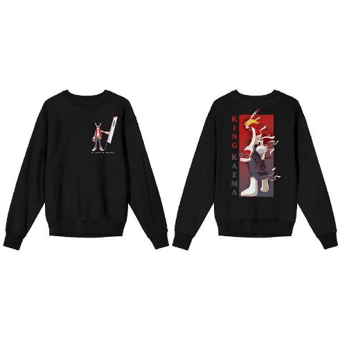 Summer Wars King Kazuma With Banner Crew Neck Long Sleeve Black Adult Sweatshirt - image 1 of 4