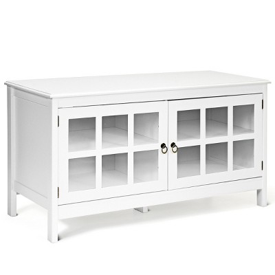 50''TV Stand Modern Wood Storage Console Entertainment Center w/ 2 Doors White