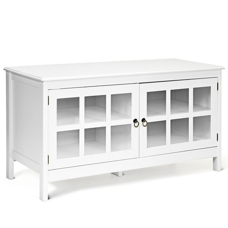 50''TV Stand Modern Wood Storage Console Entertainment Center w/ 2 Doors White, 1 of 8