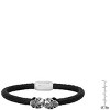 Steeltime Men's black braided leather and stainless steel skulls bracelet. Color Option: Silver, Gold - 3 of 4