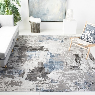 Gray Abstract Reversible 8' x 10' Synthetic Area Rug