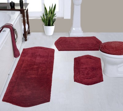 PiccoCasa Absorbent Soft Long Washable Non-Slip Memory Foam Bath Tub Mat  Floor Runner Rug Raspberry Wine 16 x 47