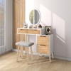 ELECWISH 27.5" Extendable Makeup Vanity Desk Set with LED Mirror & Stool - Adjustable 3-Tone Lighting, 4 Drawers, Soft-Padded Seat - 2 of 4