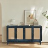 VYNXARIA Handcrafted Rattan Sideboard Cabinet with Adjustable Shelves in Blue - 2 of 4
