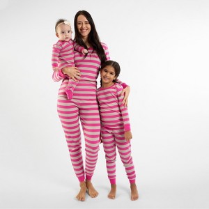 Leveret Matching Family Pajamas – Berry & Chime Stripes – 100% Cotton – Customizable for Personalization - 1 of 4
