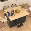 Grungis 55.7" Kitchen Island Cart with 2 Drop Leaf & 3 Drawers,Kitchen Island on Wheels with Power Outlet & Towel Rack,Island Table for Kitchen - 2 of 4