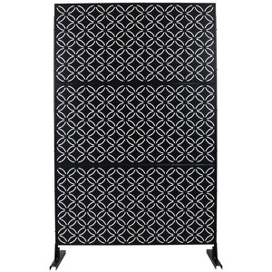 Okak Outdoor Privacy Screen with Coin Cutout Design, Balcony Privacy Screen with Metal Frame, Outside Lattice Panels for Backyard, Garden - 1 of 4