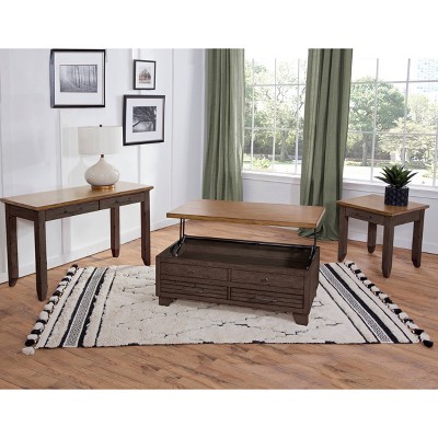 Bear Creek Rustic Two-Tone Rectangular Sofa Table with Storage