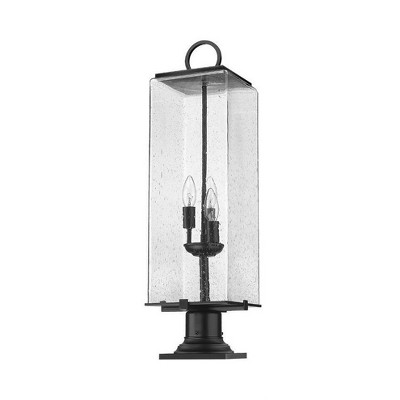 Sana Black 3-Light Outdoor Lantern with Seeded Glass
