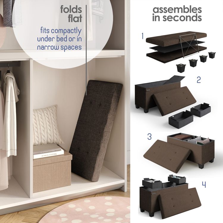 StorageBud Storage Ottoman for Bedroom End of Bed, Fabric Storage Bench, Large Storage Ottoman Bench, Entryway Bench with Storage, 5 of 9