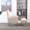 KTMBDW Modern Accent Chair with Ottoman, Boucle Armchair and Footstool, Lounge Reading Chair with Golden Metal Legs for Living Room Bedroom - 4 of 4