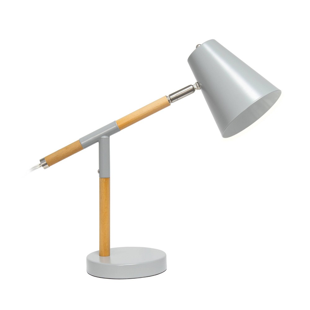 Photos - Floodlight / Street Light Wooden Pivot Desk Lamp Gray - Simple Designs