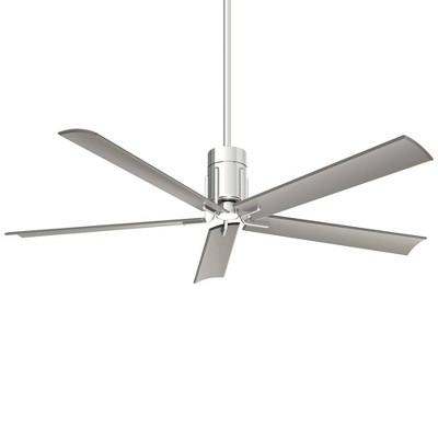 60" Minka Aire Modern Indoor Ceiling Fan with LED Light Remote Control Polished Nickel Silver for Living Room Family Dining Home