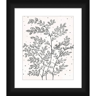 15" x 13" Matted to 2" Tiny Tiny Leaves Picture Framed Black - PTM Images