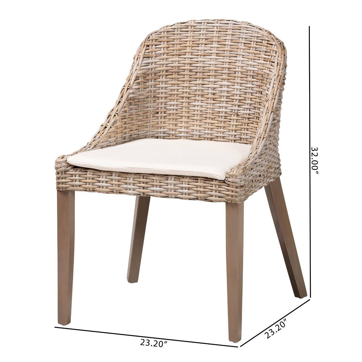 bali & pari Lara Rattan and Mahogany Wood Dining Chair Kubu Gray/Rustic Taupe - thumbnail 10