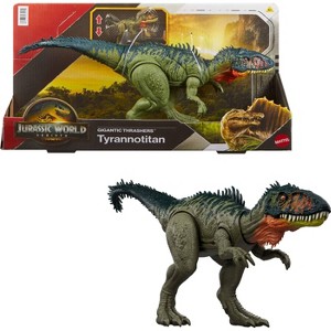 Jurassic World Rebirth Gigantic Thrashers Tyrannotitian  Dinosaur Figure Toy, Tail Activated Attack - 1 of 4
