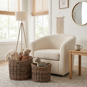 Modern Round Woven Rattan Storage Baskets for Living Room and Shelves ...