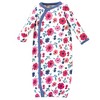 Touched by Nature Baby Girl Organic Cotton Side-Closure Snap Long-Sleeve Gowns 3pk, Garden Floral - 4 of 4