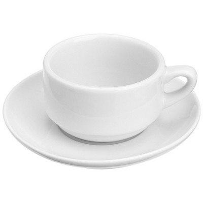 Kitchen Supply White Porcelain Espresso Cup and Saucer, 3 Ounce