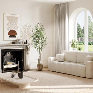 5/6/7FT Artificial Olive Tree with White Planter, Faux Potted Plant with Natural Wood Trunk & Lifelike Fruits for Home Office Decor,1/2-Piece Set - 1 of 4