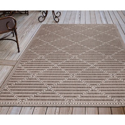 Neutral Diamond Trellis Flatwoven Indoor/Outdoor Rug 4'10" x 7'6"