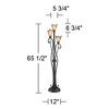 Franklin Iron Works Gardena Rustic Tree Floor Lamp 65 1/2" Tall Powder Coated Black 3 Light Wavy Amber Art Glass Shade for Living Room Reading House - 4 of 4
