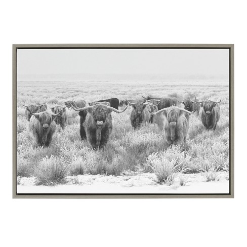 24 X 32 Blake Hey Dude Highland Cow Framed Printed Wood By The