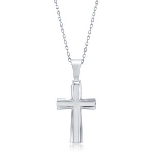Bella Silver Sterling Silver Cross 18" Pendant Necklace - Silver - 1 of 2