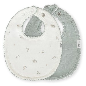 Muslin Baby Bibs | Soft Cotton Teething Bibs for Infant Drips, Drools & Feedings | Waterproof, Adjustable Fit for Newborn Baby | 2 Pack (Multicolor) - 1 of 3