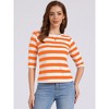INSPIRE CHIC Women's Elbow Sleeves Boat Slim Fit Casual Stripe Animal Print Multi Floral Pattern T-Shirt - 3 of 4