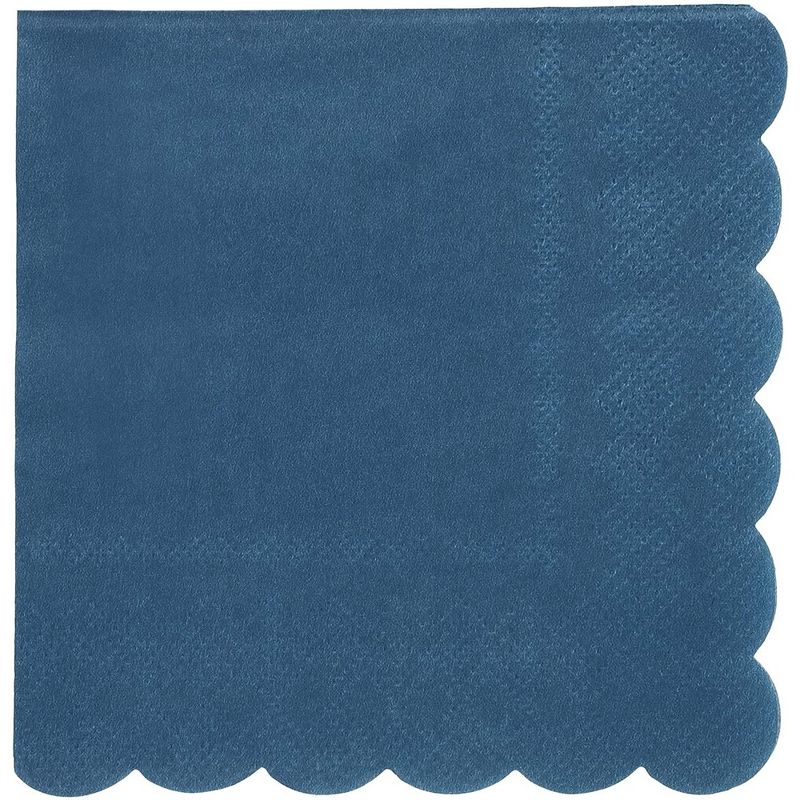 Blue Panda 100 Pack Navy Blue Paper Napkins, Disposable Scalloped Cocktail Napkins for Party Supplies, 5x5 In, 3 of 6