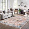 Washable Rug with Rubber Backing, Vintage Distressed Soft Low Pile Oriental Medallion Carpet for Kitchen & Entryway, Farmhouse Style, Brick Red - 2 of 4