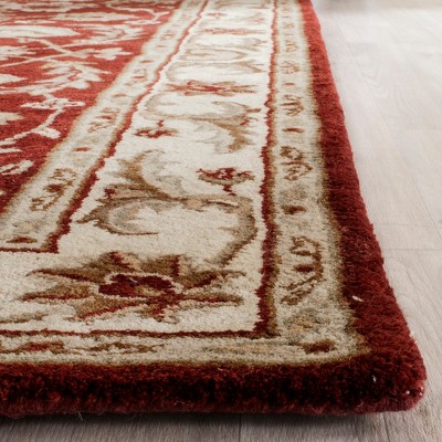 Ivory and Red Hand-Tufted Wool Area Rug, 8' x 10'