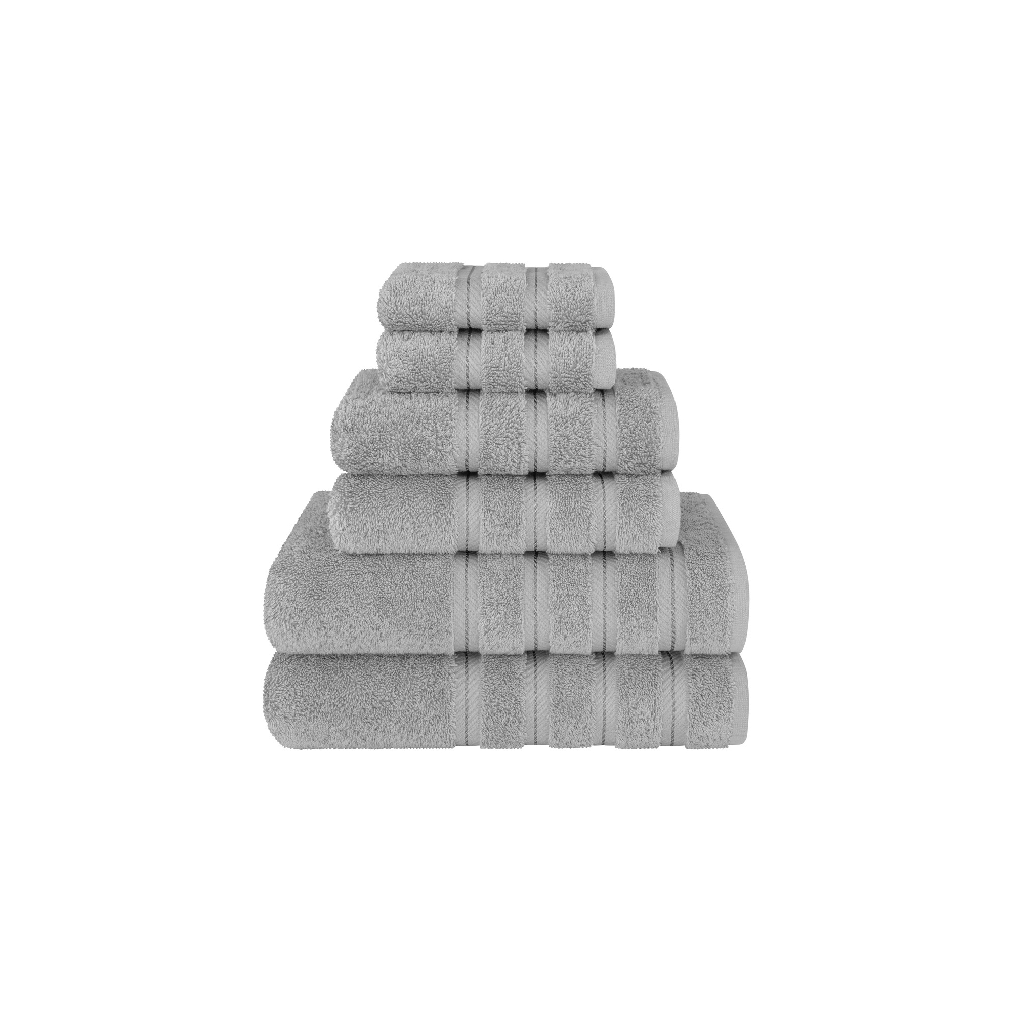 American Soft Linen 6 Piece Towel Set, 100% Cotton Bath Towels for Bathroom, Light Grey