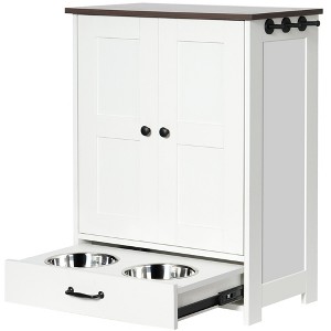 BENCMATE Pet Bowl Hidden Bowls Feeding Station, Organizational Space for Pet Food and Accessories in Kitchen, Living Room, White, 35.62"*17.32"*7.28" - 1 of 4
