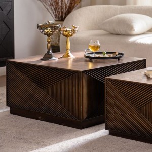 Airsurfer Large Rich Dark Brown Coffee Table Modern Geometric Coffee Table Living Room Centerpiece for Elegant Living Rooms - 1 of 4