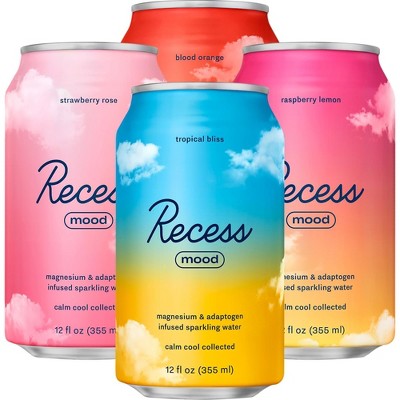 Recess Mood Magnesium & Adaptogen Drink, Variety Packs  - 12 Fl Oz Can (Pack of 12)